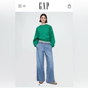 Waist Tied Blue Denim Wide-Leg Pants